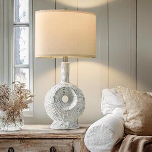 New-26.75" Ceramic Table Lamp Farmhouse Rustic Boho Retro Modern